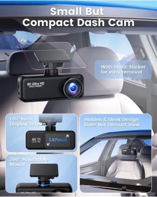 Resim 4k + 1080p Dash Cam Ön Arka Kamera, Wifi, 64gb Sd Kart, Ultra Gece Görüşü, G-sensör, Döngüsel Kayıt 