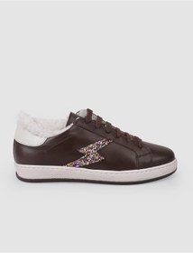 Resim Cabani %100 Hakiki Deri Kahverengi Bağcıklı Kürklü Kadın Sneaker 