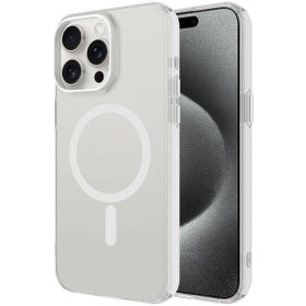 Resim Mobilzone iPhone 15 Pro Max Uyumlu Zore Magsafe Şarj Özellikli Buzlu Transparan C-Pro Sert Kılıf-Renksiz 