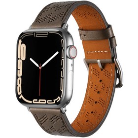 Resim ​​​Watch Ultra 49mm Uyumlu KRD-76 PU Deri Kordon Strap Kayış CLO- Gri 