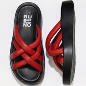 Resim Bueno Shoes Kırmızı Siyah Deri Kadın Dolgu Topuklu Terlik 01wu4606 