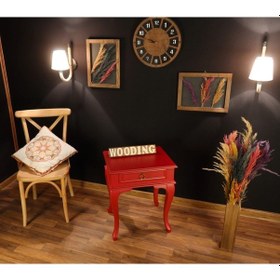 Resim Wooding Çekmeceli Masif Kırmızı Komodin Yan Sehpa (548590490) 