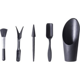 Resim Yaleker Siyah 5 Parça Gt-set Sukulent Bahçe Alet Seti - Kazma, Toprak Karıştırma, Dikim İşlemleri İçin Pratik Çözüm 