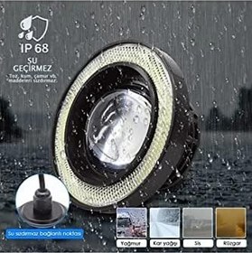 Resim Mercekli Angel Led Halkalı Sis Far Gövde Su Geçirmez Angel Beyaz 76 mm 