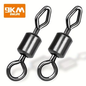 Resim 50 Adet Ağır Hizmet Tipi Bakır ve Paslanmaz Balıkçılık Dönerleri (14 Boyut Aralığı, 7-29mm) - 360° Dönebilen Tuzlu/Tatlı Su Hattı Bağlantıları, Siyah Elmas Gözlü Yuvarlanan Halkalar - Sazan, Turna, Somon, Levrek İçin - Ücretsiz Ağır Balıkçılık Ekipmanı 
