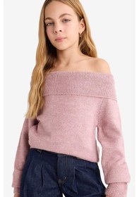 Resim Defacto Kız Çocuk Omzu Açık Triko Kazak G1628a825aubr3 Pembe-br3 