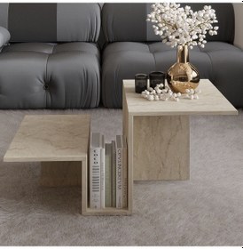 Resim Relinda Modern Orta Sehpa Şık Ve Fonksiyonel Traverten 