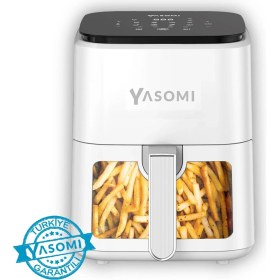 Resim Beyaz 1350W 3,5l Camlı Airfryer Fritöz, Türkiye Garantili 