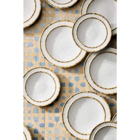 Resim Crate & Barrel Jake Arnold Abbott Beyaz & Bambu Melamin Servis Kasesi 