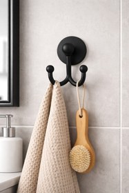 Resim MultiStore Siyah Çatal Bornozluk Askısı 