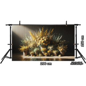 Resim Venspor Doğal Sarı ve Beyaz Çiçek Aranjmanı Arkaplan - 200x150cm Fon Duvar Örtüsü 