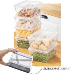 Resim 6'lı 1,5 Litre Block Buzdolabı Ve Derin Dondurucu Sızdırmaz Saklama Kabı Şeffaf 