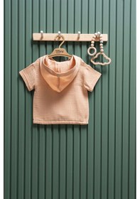 Resim Miababy Unisex Müslin Kapüşonlu Tişört 6 Ay 3 Yaş %100 Pamuk Bej 