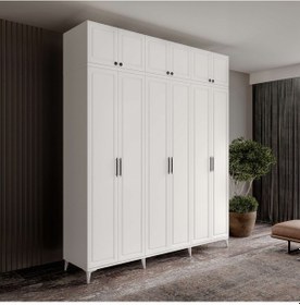 Resim Guneystore Milas 6 Kapaklı Komple Mdf Ayaklı Yüklüklü Gardırop 