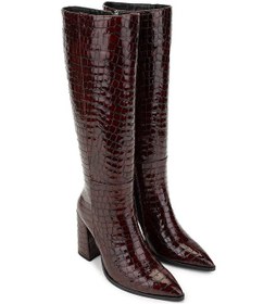 Resim Tamer Tanca Kadın Hakiki Deri Bordo Casual Çizme 33 409-1 Bn Czm Sk24-25 Bordo Kroko Bordo 