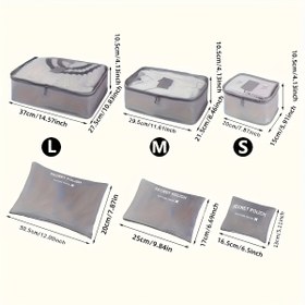 Resim 6 Parça Seyahat Organizatör Seti - Dayanıklı Polyester Paketleme Küpü, Giysi, İç Çamaşırı ve Aksesuarlar için - İş Seyahati ve Valiz Düzenlemesi için Mükemmel 