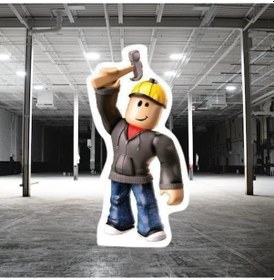 Resim Ayaklı Pano Roblox Builderman Temalı 35x17 Cm Doğum Günü Masa Süsü Oda Dekoru Çok Renkli 