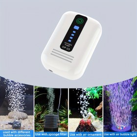 Resim Şarj Edilebilir Pil & USB Çift Güçlü Akvaryum Hava Pompası - Ultra Sessiz, Enerji Verimli, Dahili Pil Ekranlı, Otomatik Sünger ve Dekor Temizleyici ile Balık Tankları, Göletler, Hidroponik Sistemler İçin (Hortumlu), Kompakt Tasarım, Dayanıklı Yapı, Gölet Sahipleri için 
