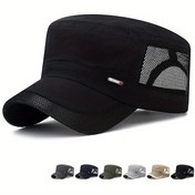 Resim Yüksek Kaliteli Yaz Hızlı Kuruyan Şapka, Bahar ve Sonbahar için Güneş Koruması İçin Erkekler için Düz Taç Şapka, Rüzgar Geçirmez Mesh ile 