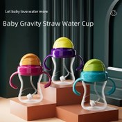 Resim 1 adet 270ml/9oz BPA'sız Yeniden Kullanılabilir Çocuk Su Bardağı Yerçekimi Pipeti ve Çift Saplı, Sızıntı Önleyici Eğitim Kupası 0-3 Yaş İçin, Sadece Elde Yıkama, Canlı Renkler & Kaymaz Kapak, Çocuk Hidrasyonu | Ergonomik Çocuk Bardağı | Bpa'lı Plastik, Çocuk Su Şişesi 