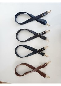 Resim Deri Ayarlı Çanta Askısı Uzunluk 120 Cm - En 2 Cm Gold Detaylı Koyukahverengi 