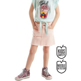 Resim Denokids Pembe Denim Mini Kız Çocuk Etek 