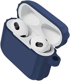 Resim BUFF LABS Airpods 3 Uyumlu Rubber Silicone Case Kancalı Yumuşak Silikon Kılıf Airpods 3 Uyumlu Kulaklık Kılıfı (Mavi) 
