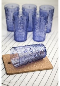 Resim Akrilik Mavi 6'lı Uzun Bardak & Su Meşrubat Bardağı 750 Ml Boy & Cam Değildir 