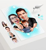 Resim Kişiye Özel Aile Karikatür 240 Parça A3 Puzzle - 4 