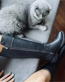 Resim Ayakdaş Binici Düz Taban Hakiki Deri Kadın Çizme Siyah 