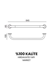 Resim Çelik Banyo Paslanmaz Pirinç Bella Küvet Tutamağı 60cm Gri 