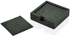 Resim setabianca Luxe Faux Vegan Deri Bardak Altlığı 6Lı Set Yeşil 13 * 13 * 3,5 Cm 