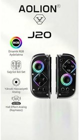 Resim Coverzone Hall Efect Kablosuz RGB Gamepad Joystick, Yüksek Hassasiyetli Hall Effect Analog, PC, Android, Switch Uyumlu, Dinamik RGB Aydınlatma, Removable Kapak ve Şarj Özelliği | Aolion J20 (Siyah) 