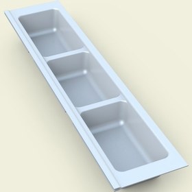 Resim Mutfak Çekmece Içi Kaşıklık, Beyaz Üç Bölmeli Modül 11cm X 48cm Antrasit 