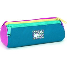 Resim Coral High Pembe Pastel Renkli Üç Bölmeli Kalem Çantası - Kız Çocuk 