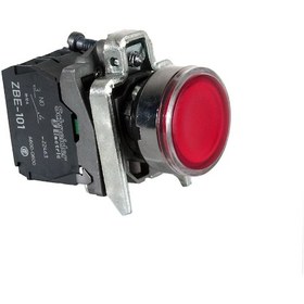 Resim Schneider 24V 22MM - 1NA+1NK Kırmızı Led Işıklı Normal Buton 