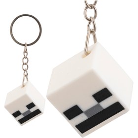 Resim Flexilab Creative Minecraft Skeleton İskelet Kafa Anahtarlık - 3D Baskı PLA, Koleksiyonluk Oyuncu Hediyesi 