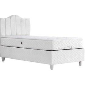 Resim Trend Tek Kişilik Baza Başlık Letto Yatak Seti Beyaz 120 x 200 