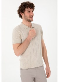 Resim U.S. Polo Assn. Erkek Slim Fit Polo Yaka Krem Triko Tişört 50302970-VR071 