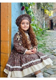 Resim H L Y Karol Tasarım Kahverengi Vintage Kız Bebek Elbisesi, Doğum Günü Elbisesi, Fotoğraf Çekim Elbisesi,0-12 Yaşa Uygun Kahverengi 