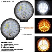 Resim Friemats Off Road Oval Uyumlu Çalışma Lambası Turuncu Çakar Angel-beyaz Led 5 Fonksiyon 11,5x11,5 Cm 2 Adet- 