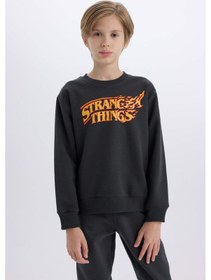 Resim DeFacto Erkek Çocuk Stranger Things Bisiklet Yaka Kalın Sweatshirt D4791A824WNAR208 