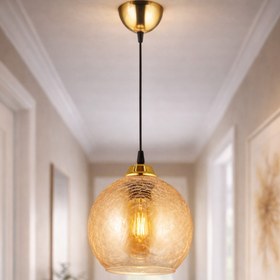 Resim NisaLuce Nisa Luce Çatlatma Cam Sarkıt - Bal •• Tekli Sarkıt Avize Modern Tasarım Mutfak Hol Antre Avizesi Avize Modelleri Modern Lüks Avize Dekoratif Salon Avizesi Mutfak Avizesi Cam Avize Lamba 