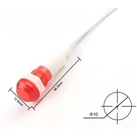 Resim Maroces Sinyal Lambası 10mm Plastik Kablolu 24v Dc Kırmızı 5 Adet 