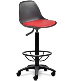 Resim Ofiscombin Ofis Kasiyer Hekim Eczane Sırtlı Bar Taburesi Sandalyesi Tabure Kirmizi Deri 00047499822 