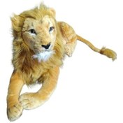 Resim Aslan Peluş Oyuncak Uyku Arkadaşı Kuyruk Dahil 80 Cm Kahverengi 