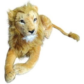 Resim Aslan Peluş Oyuncak Uyku Arkadaşı Kuyruk Dahil 80 Cm Kahverengi 