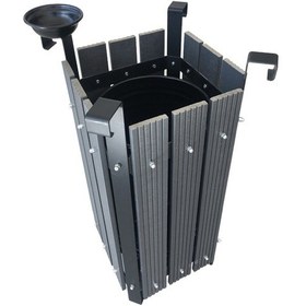 Resim Safirkom Kompozit (Ahşap+Plastik) Köşeli Çöp Kovası (30 Lt) SÇ12 Antrasit 