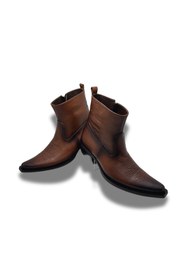 Resim bayscarpa man Hakiki Deri Western Bot Taba Armalı Fermuarlı 