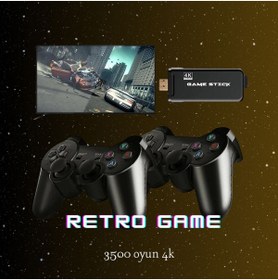 Resim Retro Atari Kablosuz Çift Kol Retro Oyunlar 4k Game Stick 3500 Oyun Atari M8 